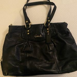 Black Coach Handbag with gold hardware